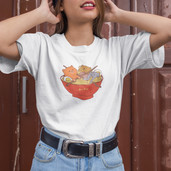 Cat Ramen Funny Animal Food T-shirt - Image 3