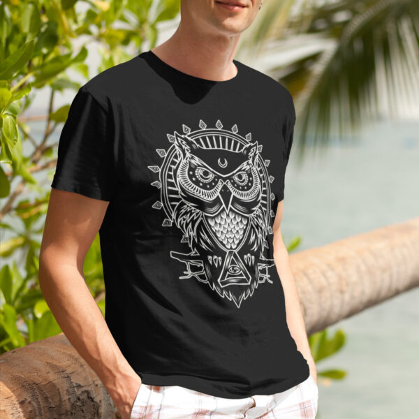 OWL Line Art Animal Graphic T-shirt - Image 2