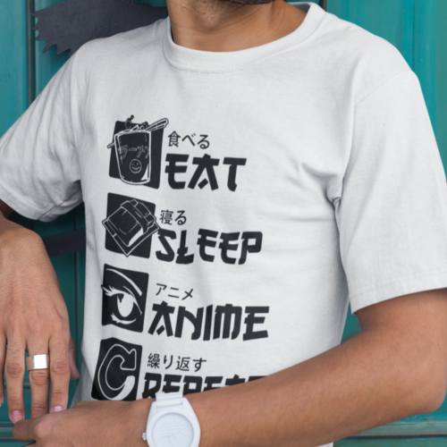Eat-Sleep-Anime Typography T-shirt
