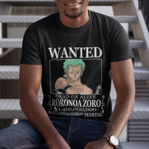 Bounty Zoro Anime Typography Wanted Graphic T-shirt