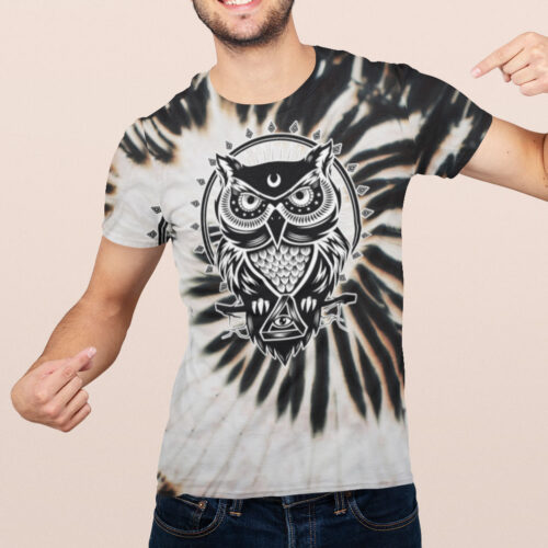 Owl Black Spiral Tie Dye T-shirt