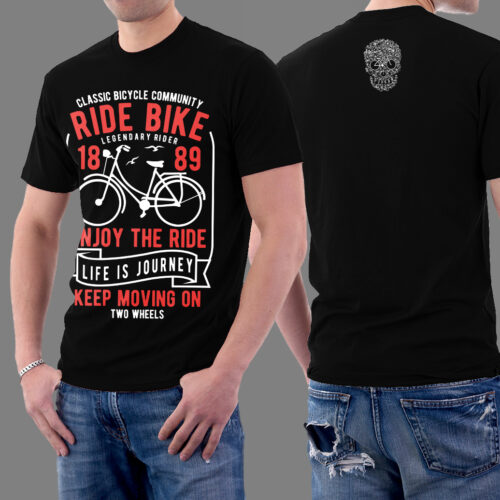 Ride Bike Typography Skull Graphic T-shirt