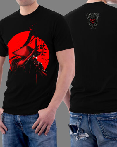 Samurai Warrior Skull Graphic T-shirt