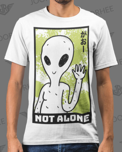 Not Alone Alien Funny Space T-shirt