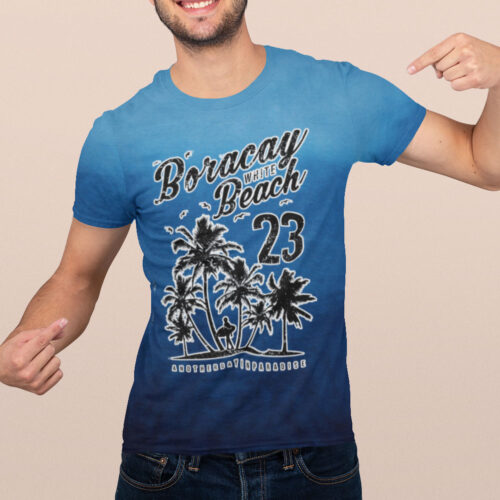 Boracay Beach Holidays Philippines Two Tone Blue Tie Dye T-shirt