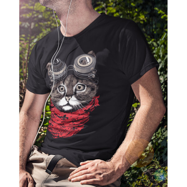 Cat Punk Funny Animal Graphic T-shirt - Image 2
