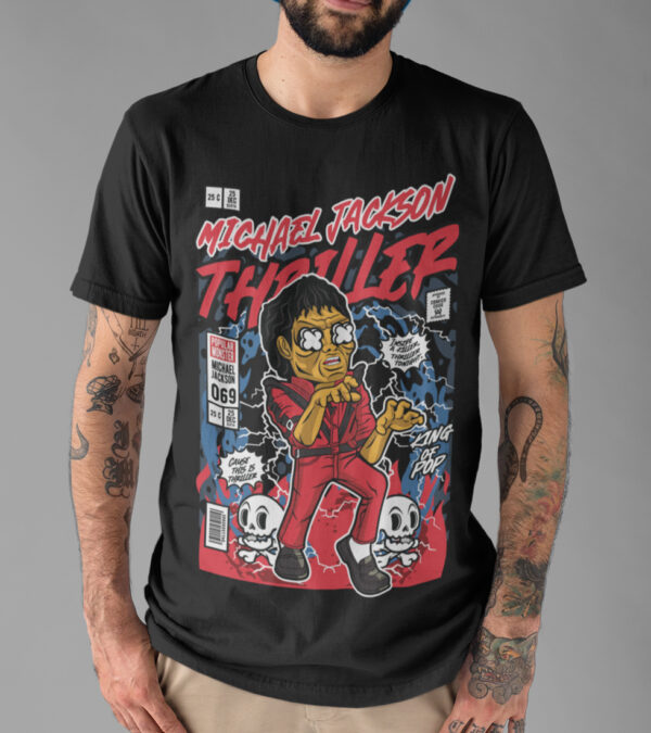 Michael Jackson Chibi Thriller Music Graphic T-shirt - Image 4
