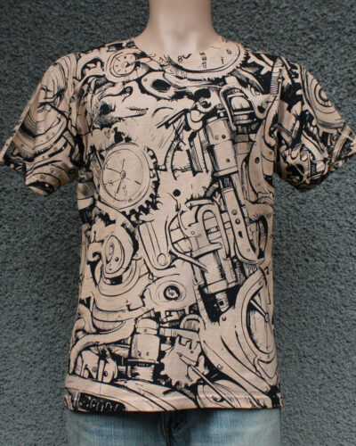 Clock and Gears Doodle Grahpic T-shirt