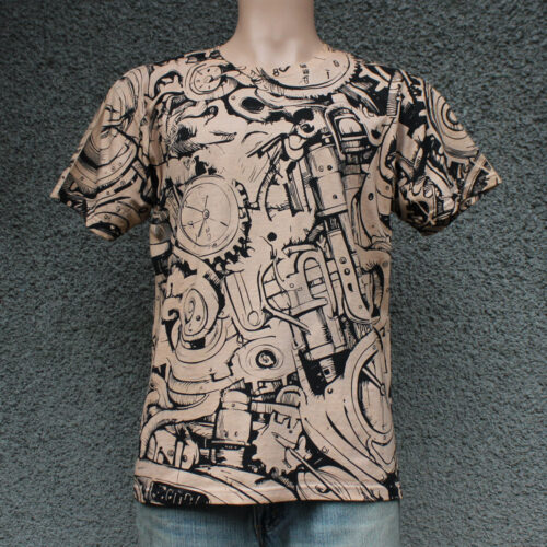 Clock and Gears Doodle Grahpic T-shirt