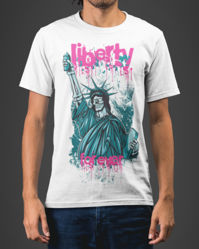 Liberty Forever Skull Grunge T-shirt
