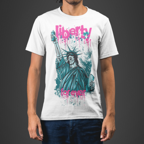 Liberty Forever Skull Grunge T-shirt