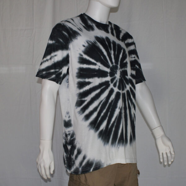 Black and White Spiral Tie Dye T-shirt - Image 2