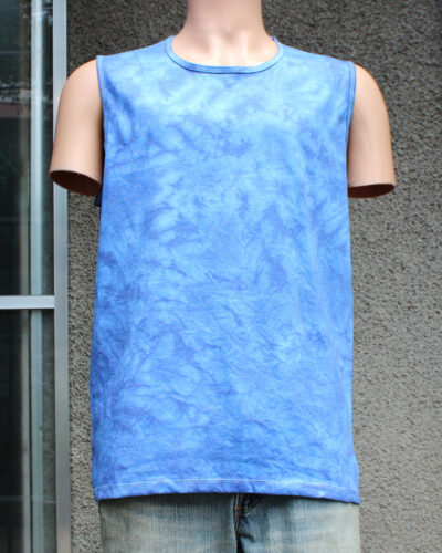 Blue Crumple Tie Dye Tank Top