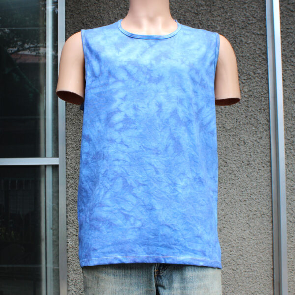 Blue Crumple Tie Dye Tank Top