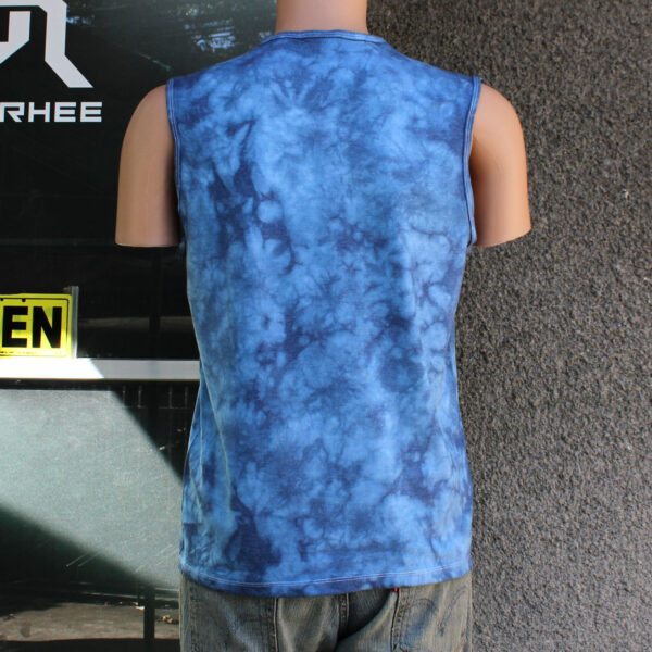 Beach Skull Blue Crumple Tie Dye Tank Top - Image 3