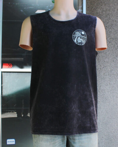 Beach Sunset Black Acid Wash Tie Dye Tank Top
