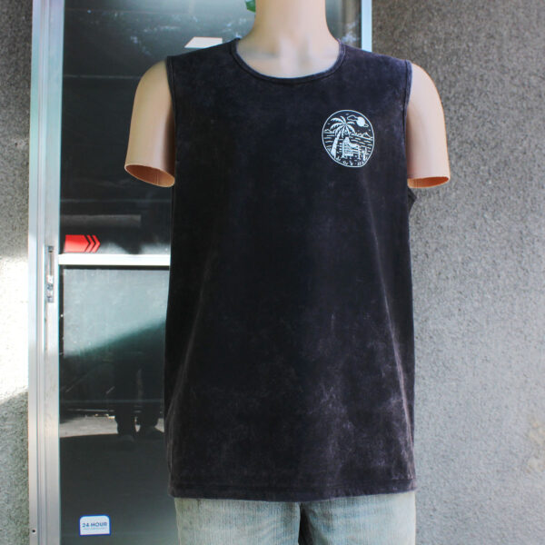 Beach Sunset Black Acid Wash Tie Dye Tank Top