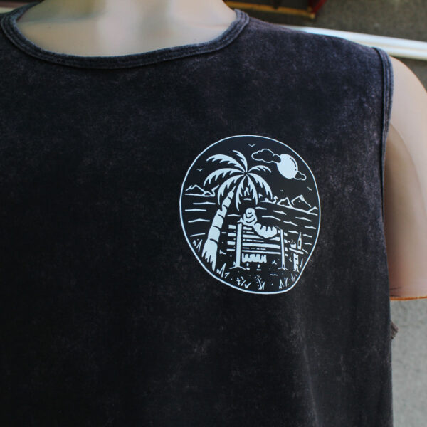 Beach Sunset Black Acid Wash Tie Dye Tank Top - Image 5