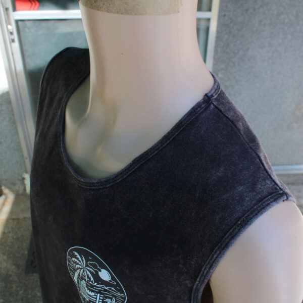 Beach Sunset Black Acid Wash Tie Dye Tank Top - Image 3