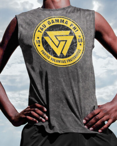 Tau Gamma Black Acid Wash Tie Dye Tank Top