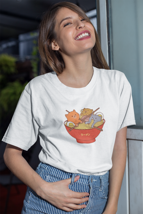 Cat Ramen Funny Animal Food T-shirt - Image 4
