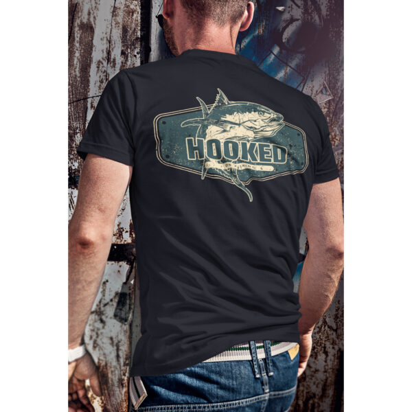 Hooked On Fishing Funny Graphic T-shirt - Image 4