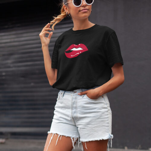 Biting Lip Lady Graphic T-shirt