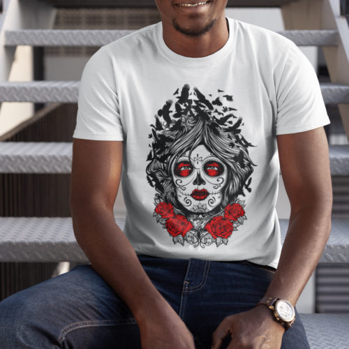 Day Of The Dead-Rose Grunge Graphic T-shirt