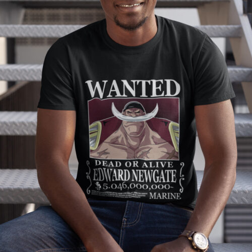 Bounty Shirohige Anime Typography Wanted Graphic T-shirt