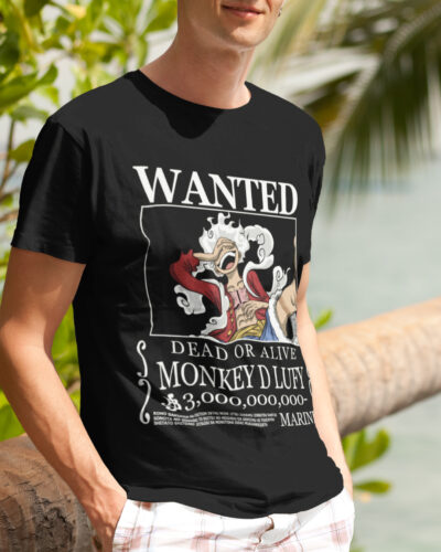 Bounty Lufy Anime Typography Wanted Graphic T-shirt