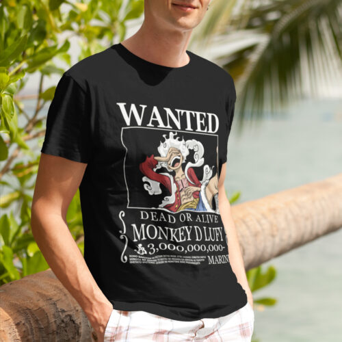 Bounty Lufy Anime Typography Wanted Graphic T-shirt