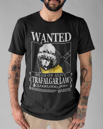 Bounty Law Anime Typography Wanted Graphic T-shirt