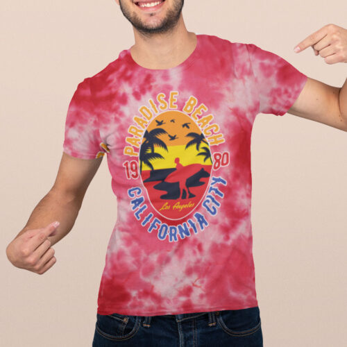 Paradise Beach Red Clouds Tie Dye T-shirt