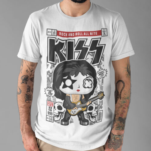 Kiss Chibi Heavy Metal Music Graphic T-shirt