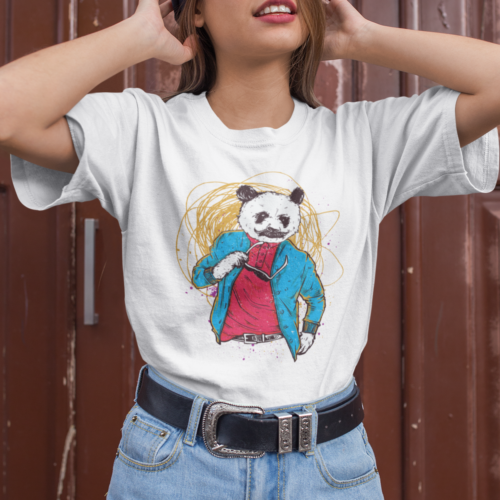 Movie Star Panda Funny Animal Graphic T-shirt