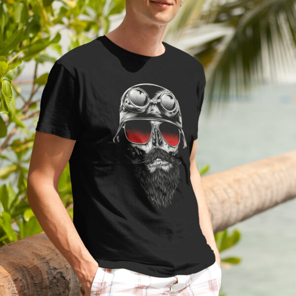 Bone Rider Biker Skull Graphic T-shirt - Image 2