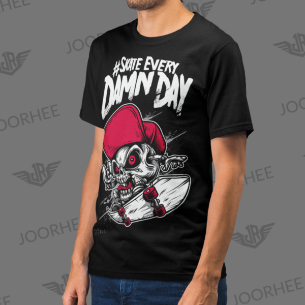 Skate Everyday Skateboard Skull T-shirt - Image 2
