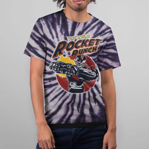 Rocket Punch Robot Anime Full Spiral Plum Tie Dye T-shirt