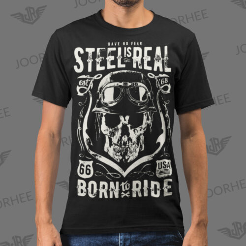 Steel Is Real Unique Skull Biker T-shirt
