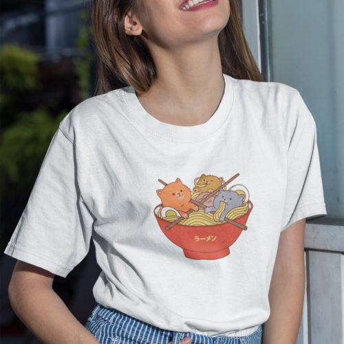 Cat Ramen Funny Animal Food T-shirt