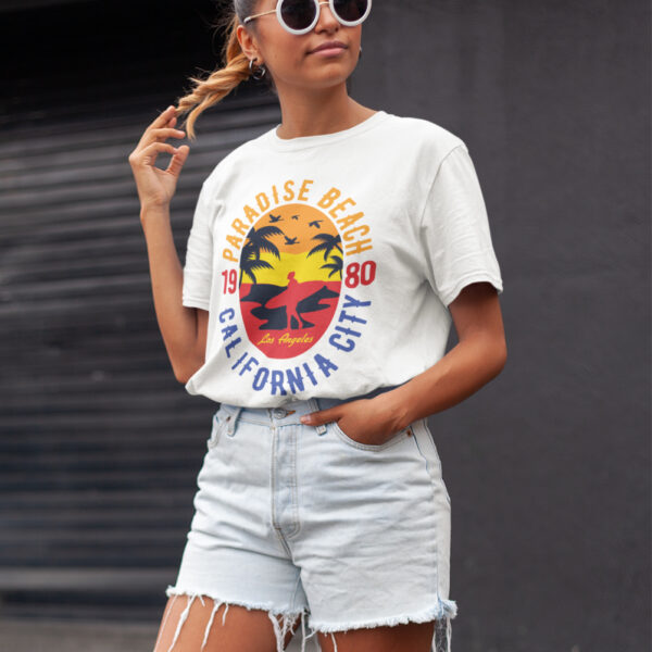 Paradise Beach Holidays Typography Graphic T-shirt - Image 3