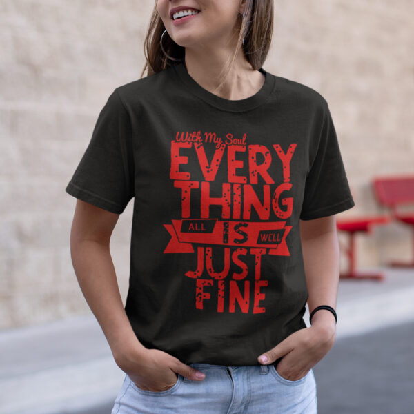 All Is Well Religious Typography Graphic T-shirt - Image 2