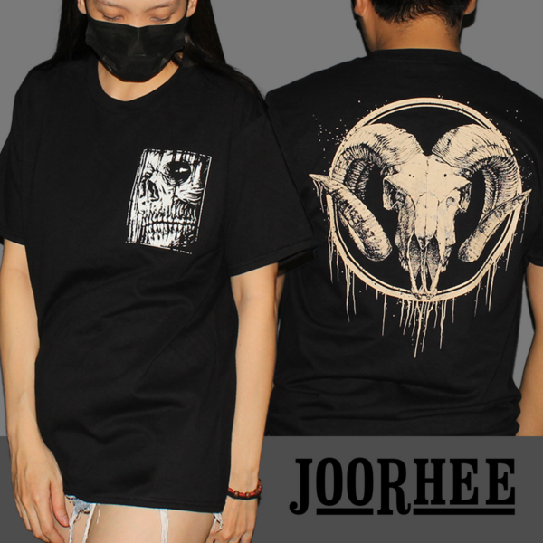 Creep and Rams Grunge Animal Skull T-shirt