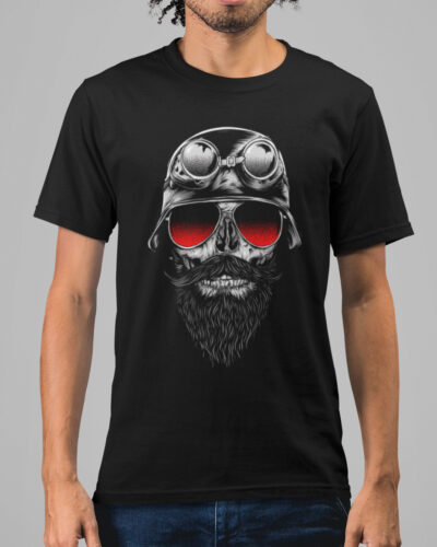 Bone Rider Biker Skull Graphic T-shirt