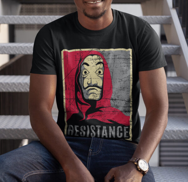 Money Heist Dali Mask Resistance Vintage T-shirt - Image 2