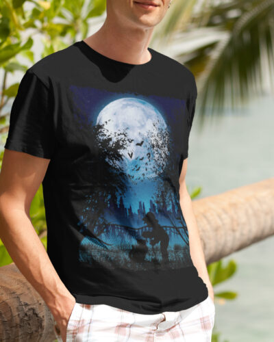 Moon Night Vintage Skull Graphic T-shirt