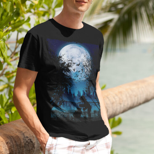 Moon Night Vintage Skull Graphic T-shirt