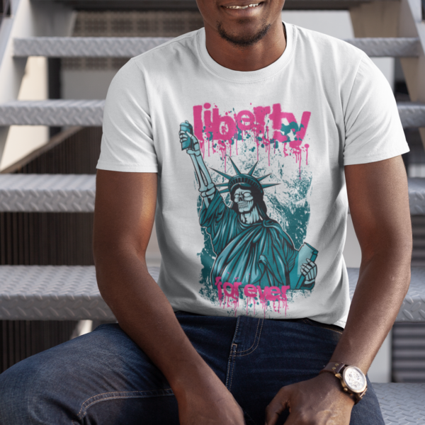 Liberty Forever Skull Grunge T-shirt - Image 2