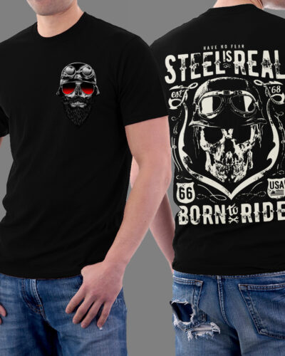 Bone Bike Rider Skull Vintage Graphic T-shirt