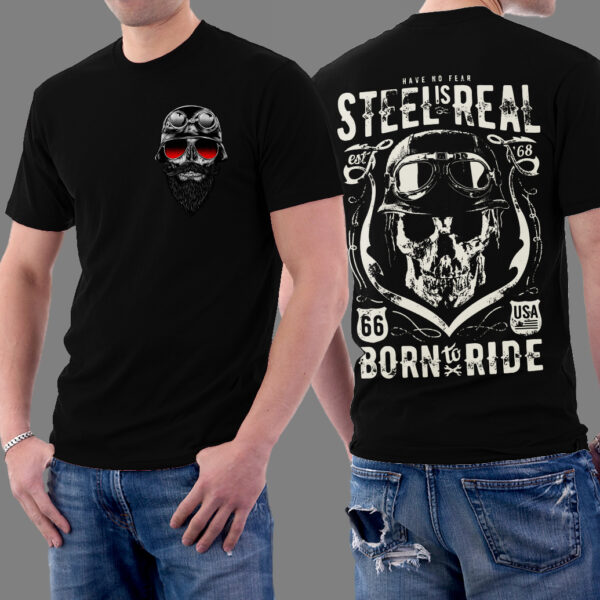 Bone Bike Rider Skull Vintage Graphic T-shirt